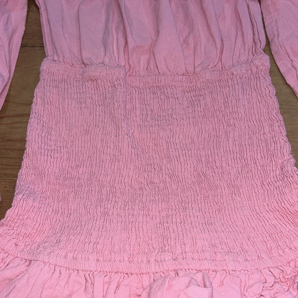 Woman’s Petal & Pup Pink Off-the-Shoulder Smocked Ruffle Mini Dress Size Medium - Picture 4 of 8
